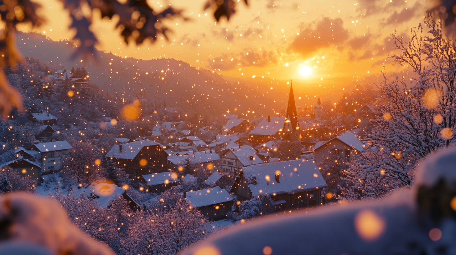 Free Snowy Sunset Village Image - Snow, Sunset, Village | Download at ...