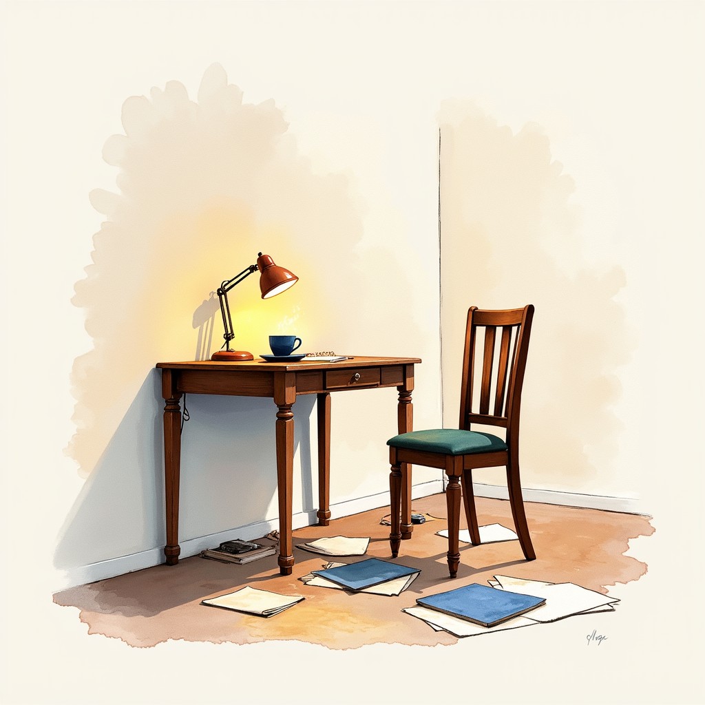 Free Cozy Study Corner Image Watercolor Desk Lamp Download At