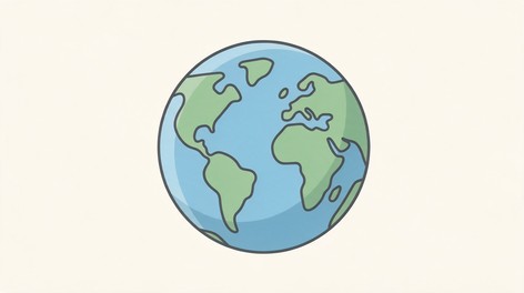Flat vector illustration of planet Earth with soft green continents and ...