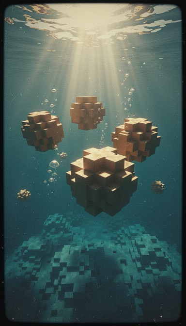 Free Underwater Pixel Cubes Image - Underwater, Ocean, Vintage ...