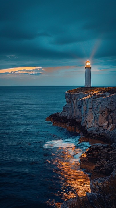 Free Lighthouse at Dusk Image - Lighthouse, Dusk, Cliff | Download at ...