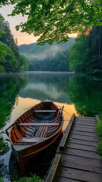 Free Serene Lake View Image - Boat, Lake, Forest | Download at StockCake