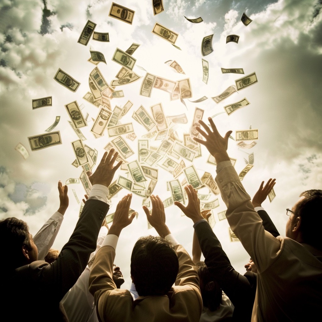 Money Renderts Free Money Raining Down Image - Money, People, Sky | Download at StockCake