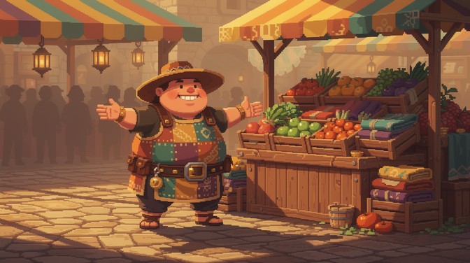 Merchant Pixelated Free Jovial Market Vendor Image - Marketplace, Merchant, Vendor ...