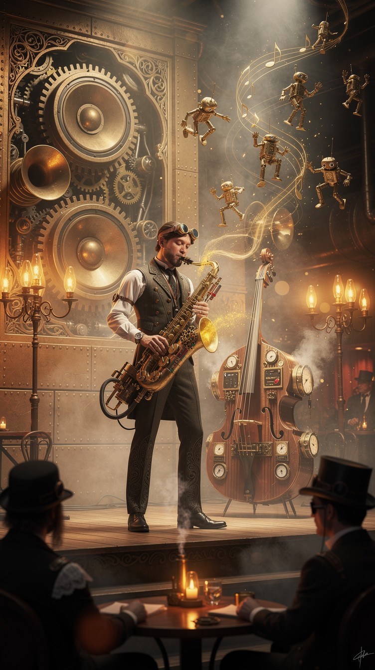 Free Steampunk Jazz Performance Image - Steampunk, Jazz, Saxophone ...
