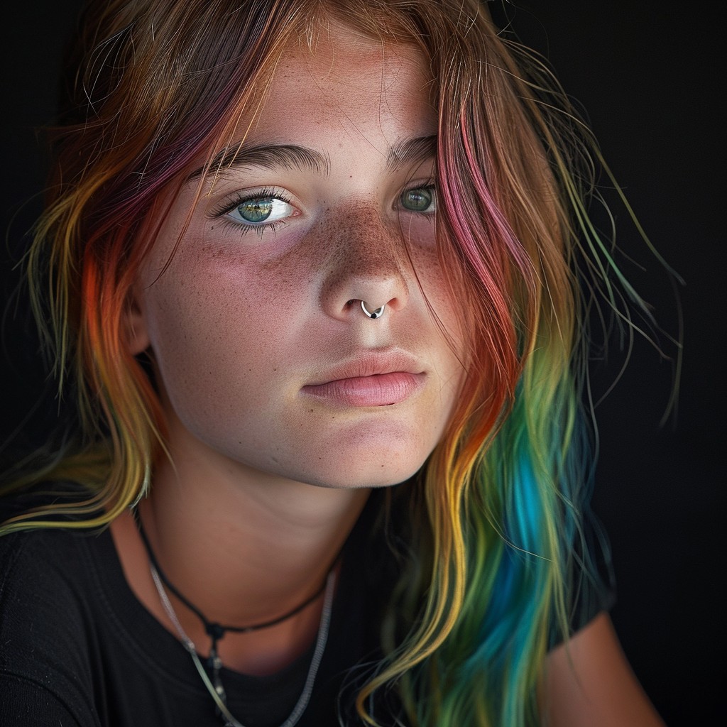 Free Colorful Hair Portrait Image - Portrait, Youthful, Rainbow ...