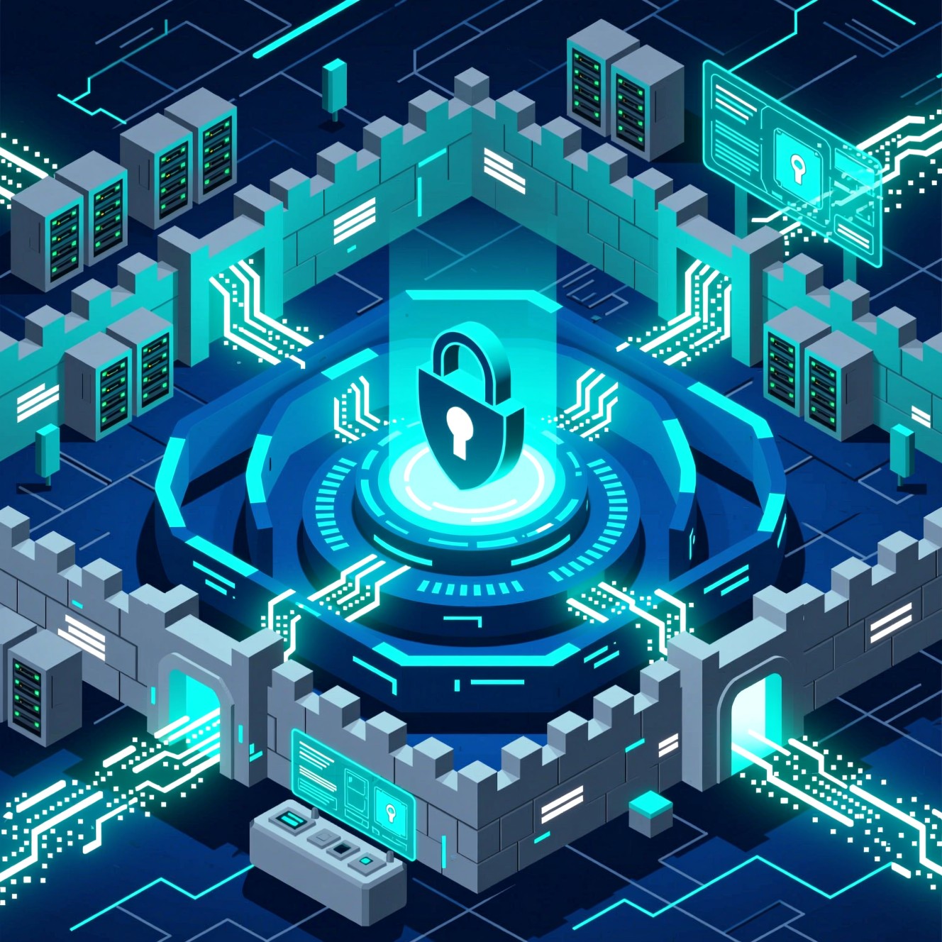 Free Cyber Protection Core Image - Cybersecurity, Isometric, Fortress ...