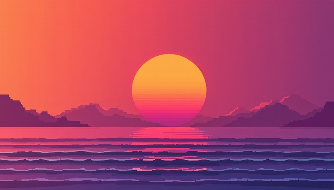 Free Surreal Ocean Sunset Image - Pixel, Art, Surreal | Download at ...