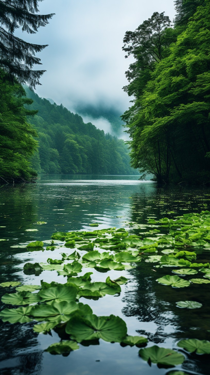 Free Serene Lake View Image - River, Forest, Misty | Download at StockCake