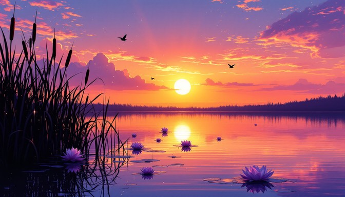 Free Tranquil Wetland Sunset Image - Sunset, Wetland, Marsh | Download ...
