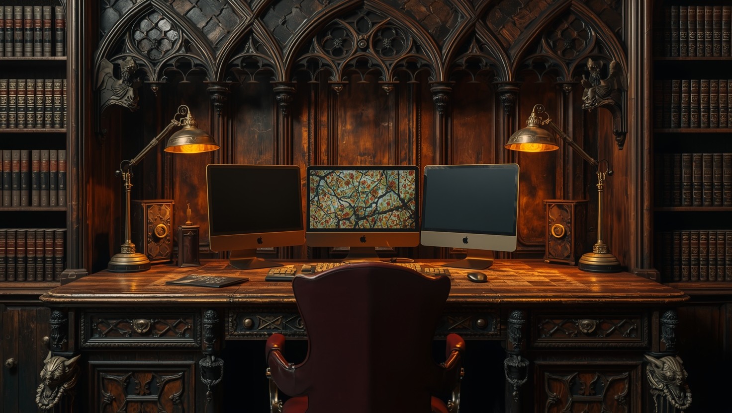 Free Gothic Computing Sanctuary Image - Gothic, Battlestation, Desk ...
