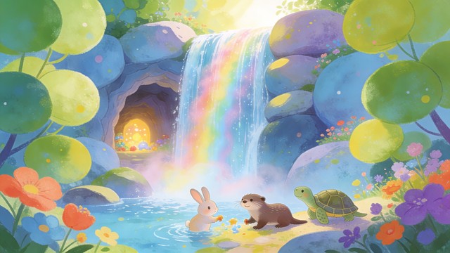 Scenery Waterfall With Rabbit Free Magical Waterfall Adventure Image - Waterfall, Magical, Whimsical ...