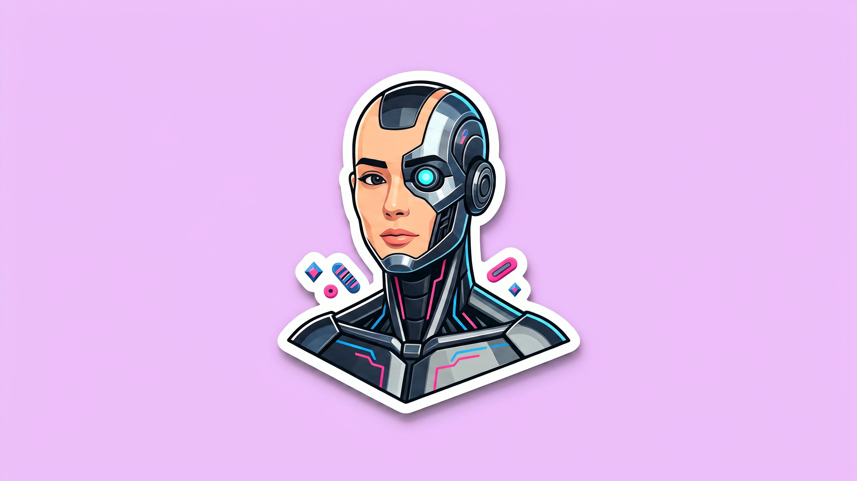 Download Futuristic Cyborg Sticker Image - Cyborg, Robot, Futuristic ...