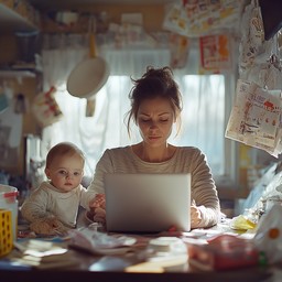 Free Mother multitasking evening Image - Mother, Baby, Laptop ...
