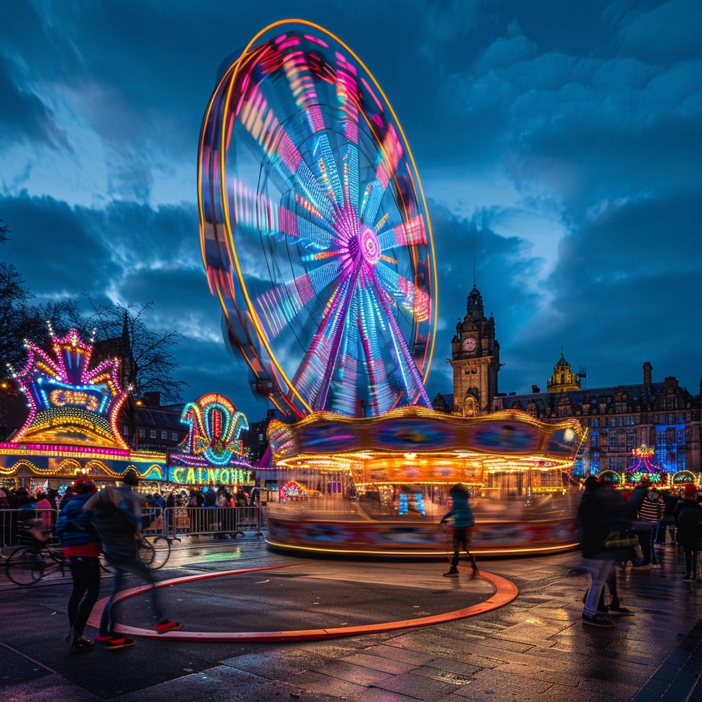 Download Vibrant Fairground Blur Image - Fairground, Evening, Ferris ...