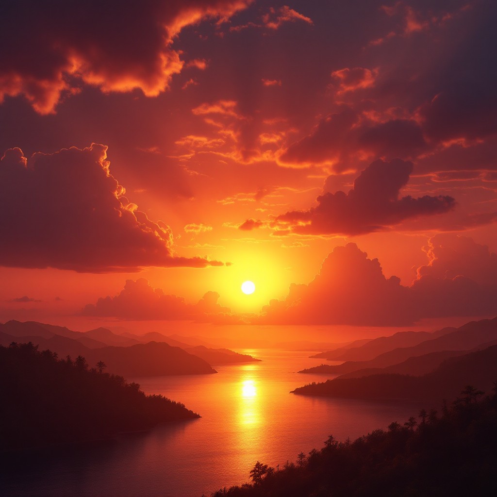 Sunset Inage Free Fiery Mountain Sunset Image - Sunset, Mountains, Reflection ...