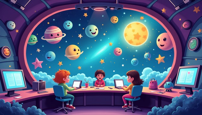 Explorers Working Together Free Cosmic Control Center Image - Space, Children, Observatory ...