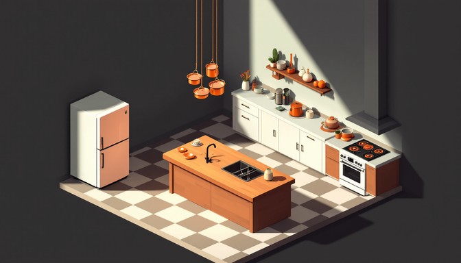 Free Cozy Spice Diorama Image - Pixel, Isometric, Kitchen | Download at ...