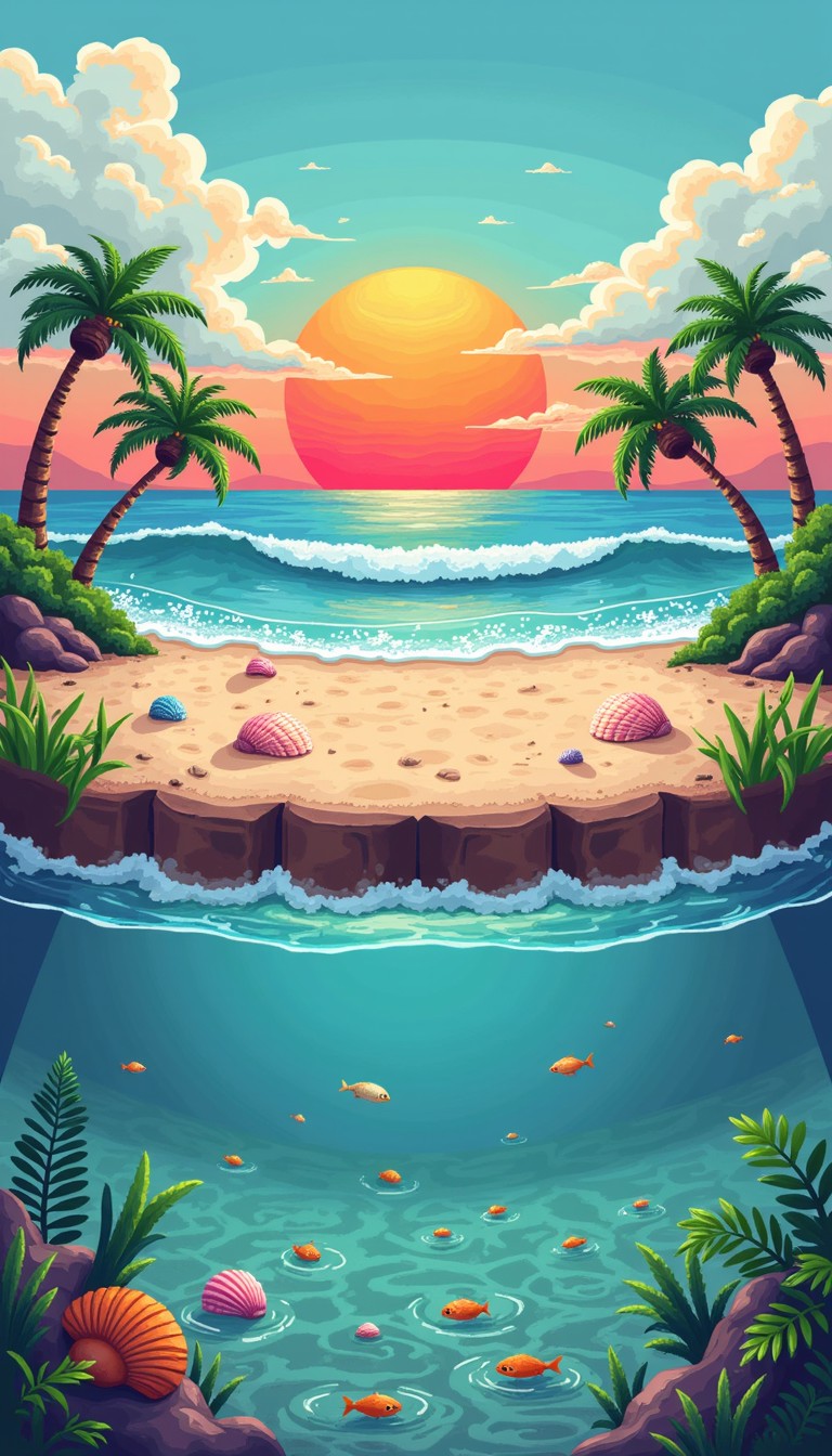 Free Retro Ocean Sunset Image - Pixelart, Sunset, Beach | Download at ...