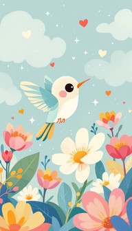 Cheerful Humming Free Magical Garden Hummingbird Image - Hummingbird, Tulips, Sparkles ...