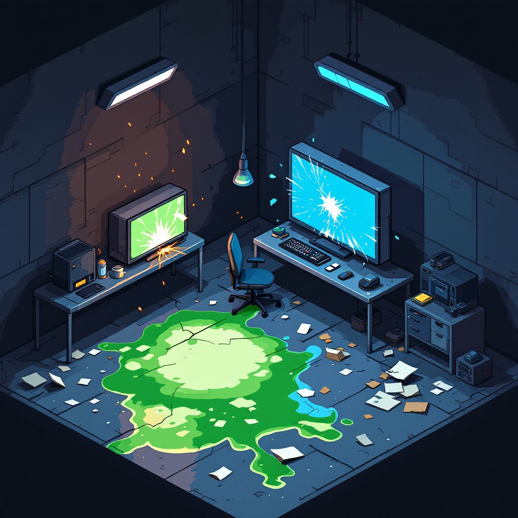 Destroyed Lab Background. Cartoon Free Toxic Lab Disaster Image - Laboratory, Pixel, Isometric | Download ...