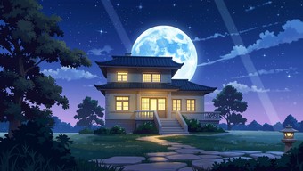 Free Moonlit Anime Cottage Image - Anime, Manga, Illustration ...