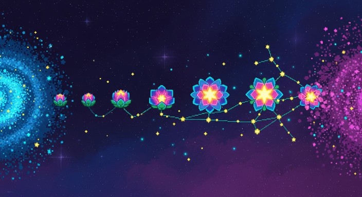 Free Celestial Bloom Cycle Image - Pixelart, Cosmic, Bloom | Download ...