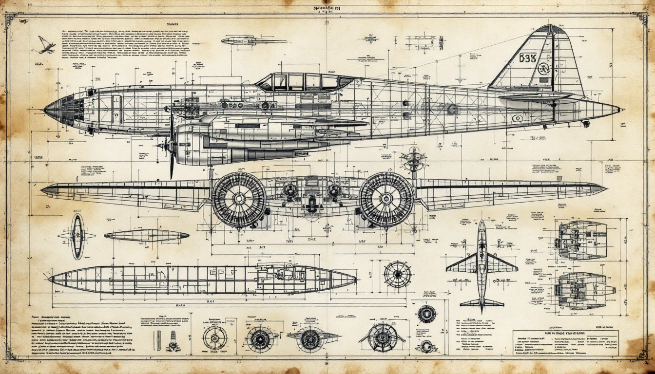 Free Vintage Aircraft Blueprint Image - Blueprint, Aircraft, Aviation ...