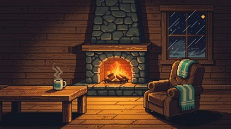 Free Cozy Pixel Cabin Image - Pixel, Cabin, Fireplace | Download at ...