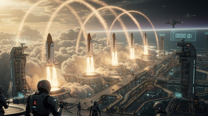 Multiple Rockets Together Free Multiple Shuttle Liftoff Stock AI Images | StockCake
