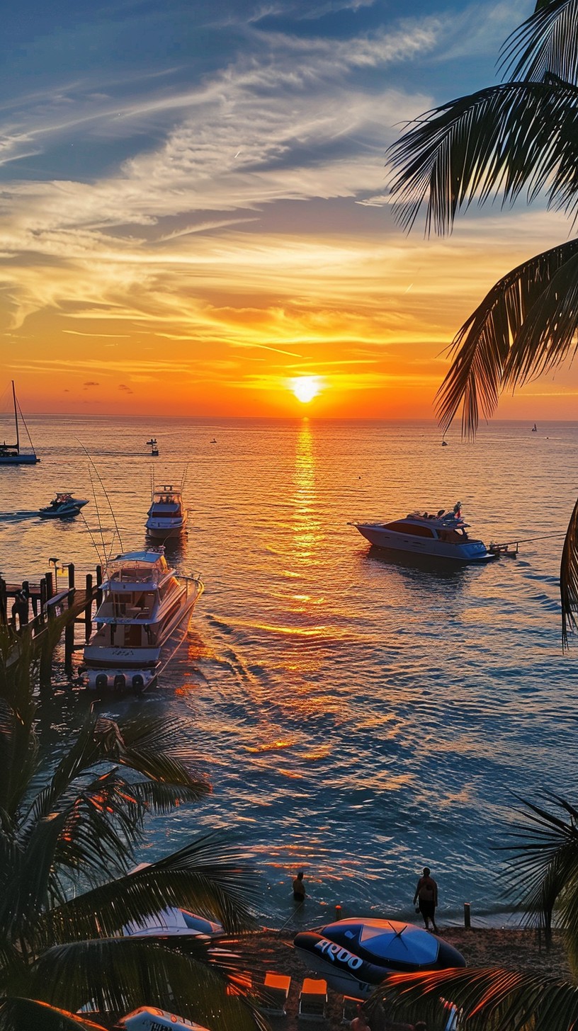 Free Sunset by Sea Image - Sunset, Ocean, Boats | Download at StockCake