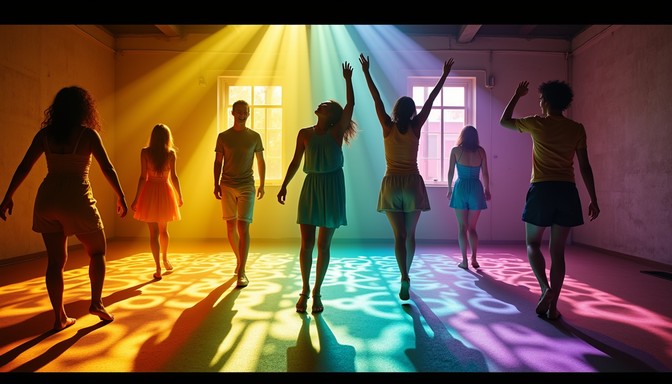 Free Colorful Dance Celebration Image - Dancers, Silhouettes, Rainbow ...