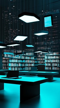 Library Blue Lighting Free Starry Library Night Image - Library, Night, Stars | Download at ...