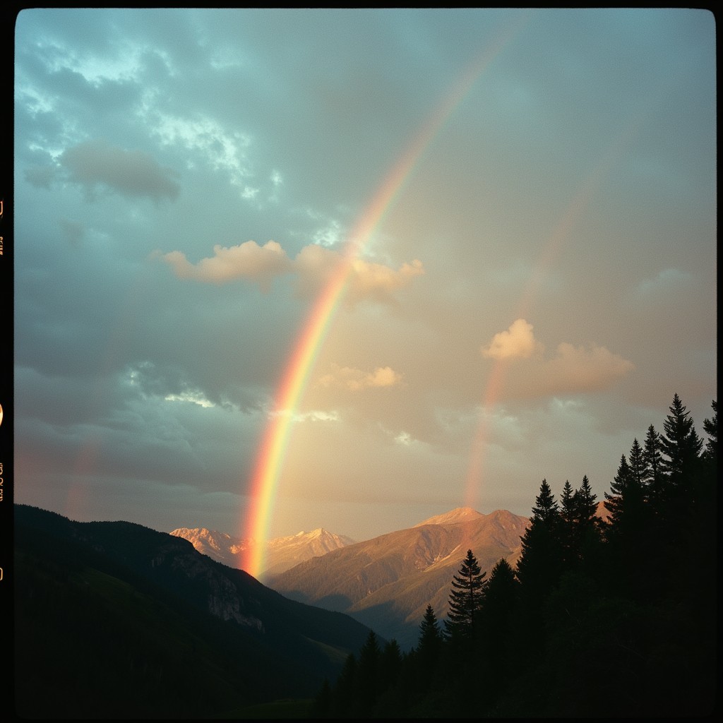 Free Rainbow over mountains Image - Rainbow, Mountains, Sunset ...