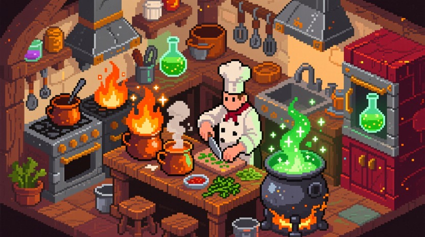 Free Mosaic Cooking Scene Image - Mosaic, Pixel, Kitchen | Download at ...