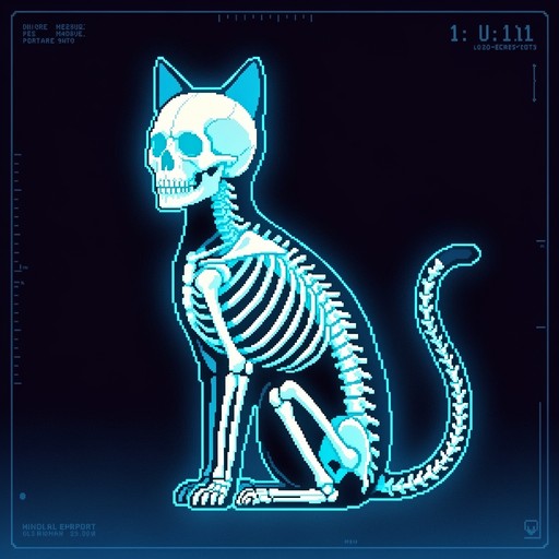 Free X-Ray Pixel Cat Image - Skeleton, Cat, Feline | Download at StockCake