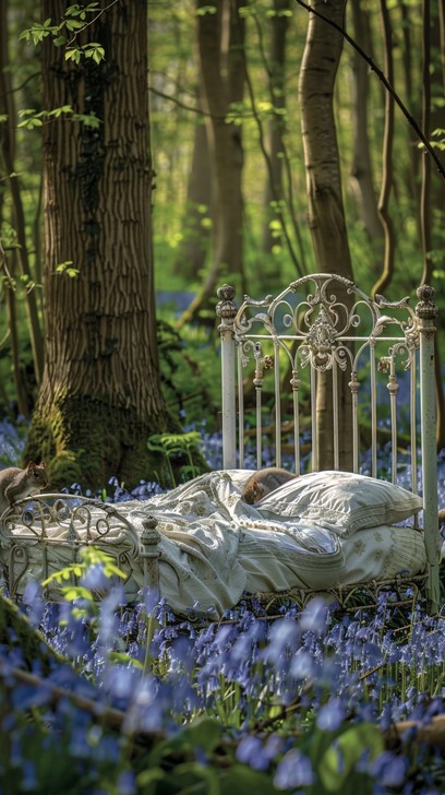Free Dreamy Forest Nap Image - Forest, Bed, Bluebells | Download at ...