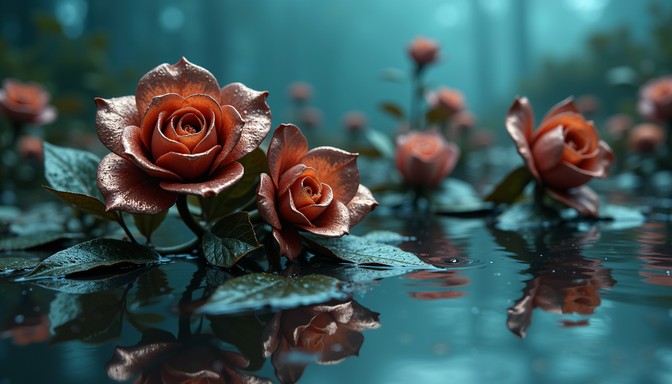 Free Metallic Roses Reflected Image - Roses, Metallic, Copper ...