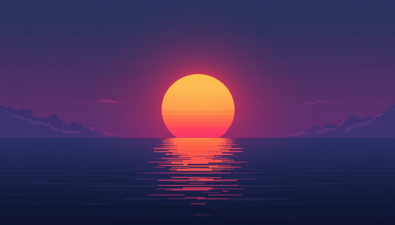 Free Pixel Sunset Ocean Image - Sunset, Pixel, Ocean | Download at ...