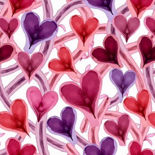 Free Flowing Valentine Pattern Image - Hearts, Ribbons, Crimson ...