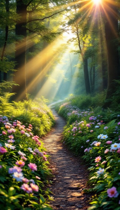 Free Enchanted Forest Path Image - Forest, Path, Sunbeams | Download at ...