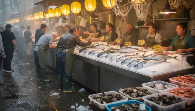 Free Bustling Fish Market Image - Market, Fish, Seafood | Download at ...