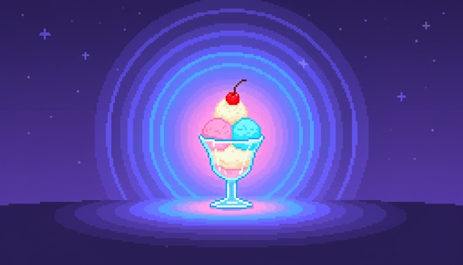 Sundae Cosmic Free Magical Sundae Glow Image - Pixel, Sundae, Glowing | Download at ...