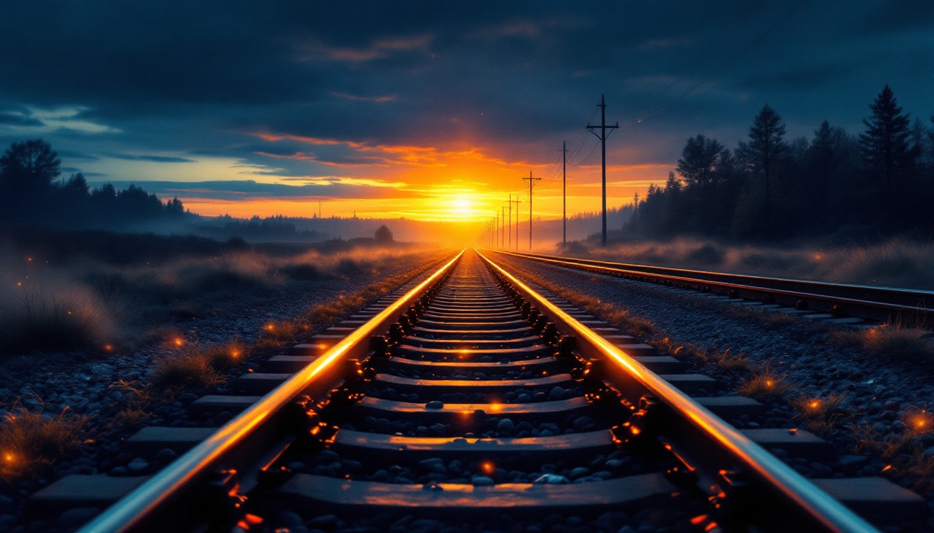 Sunset On The Rails Free Rails Into Sunset Photo - Sunset, Railway, Tracks | Download at ...