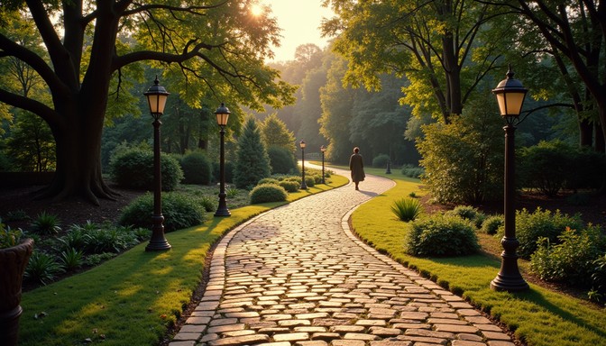 Free Sunset garden path Image - Garden, Sunset, Pathway | Download at ...