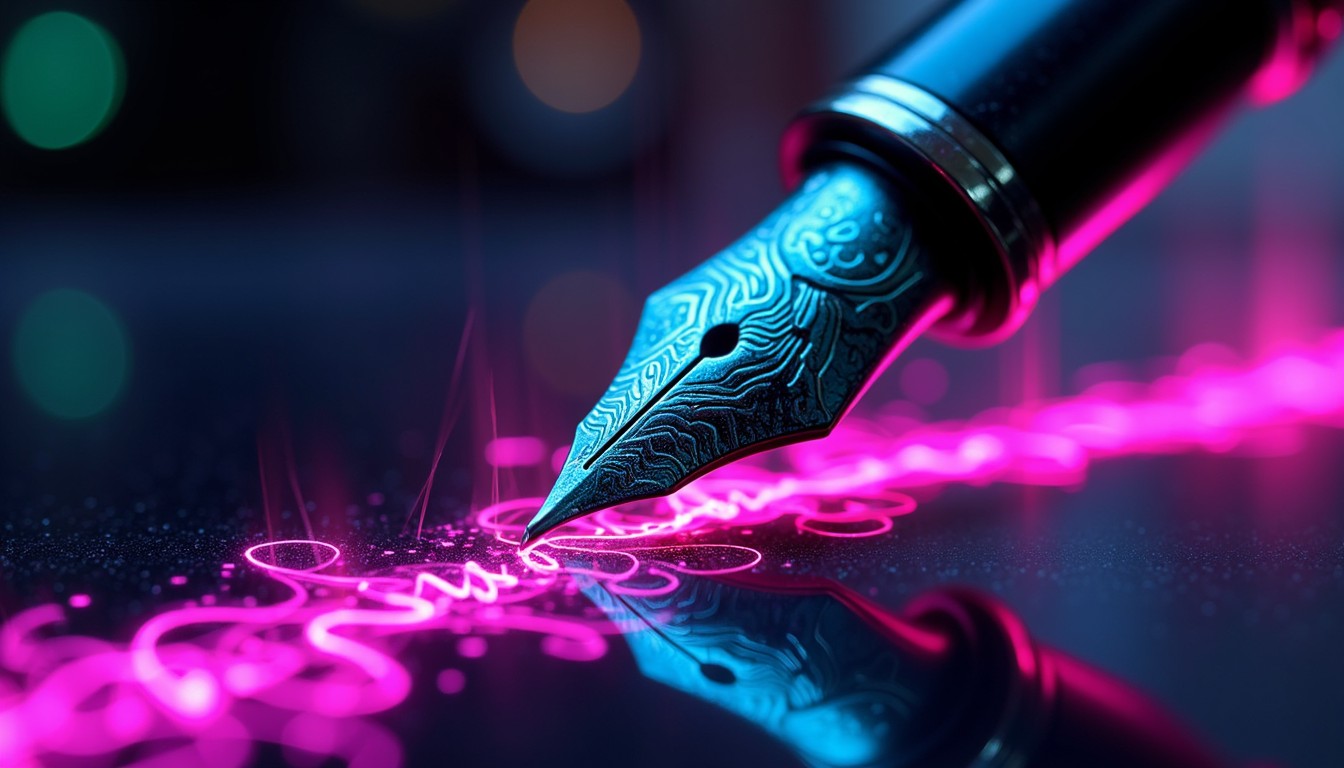 Computer In Calligraphy Free Luminous Digital Calligraphy Photo - Cyberpunk, Calligraphy, Neon ...