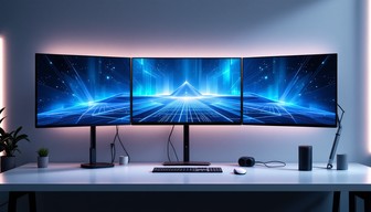 Free Minimalist Blue Workspace Image - Workspace, Minimal, Screens ...