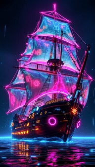 Free Neon Ghost Ship Image - Cyberpunk, Neon, Ship | Download at StockCake