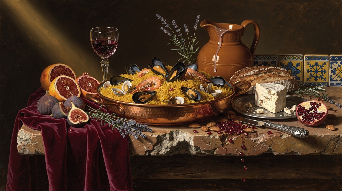 Free Mediterranean Golden Feast Image - Paella, Stilllife ...