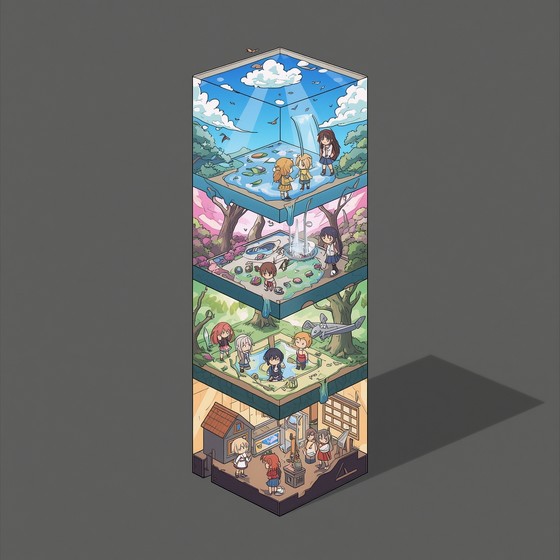 Free Stacked Anime Worlds Image - Anime, Diorama, Miniature | Download ...